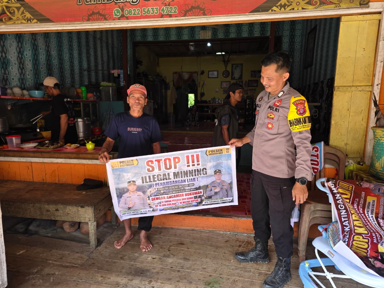 Bhabinkamtibmas Kec. Katingan Hulu dan Bukit Raya Sosialisasi tentang larangan Ilegal Mining.