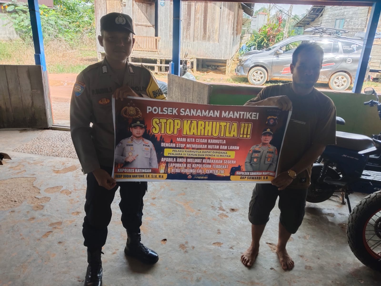 Bhabinkamtibmas Desa Dehes Sosialisasi imbauan tentang Karhutla