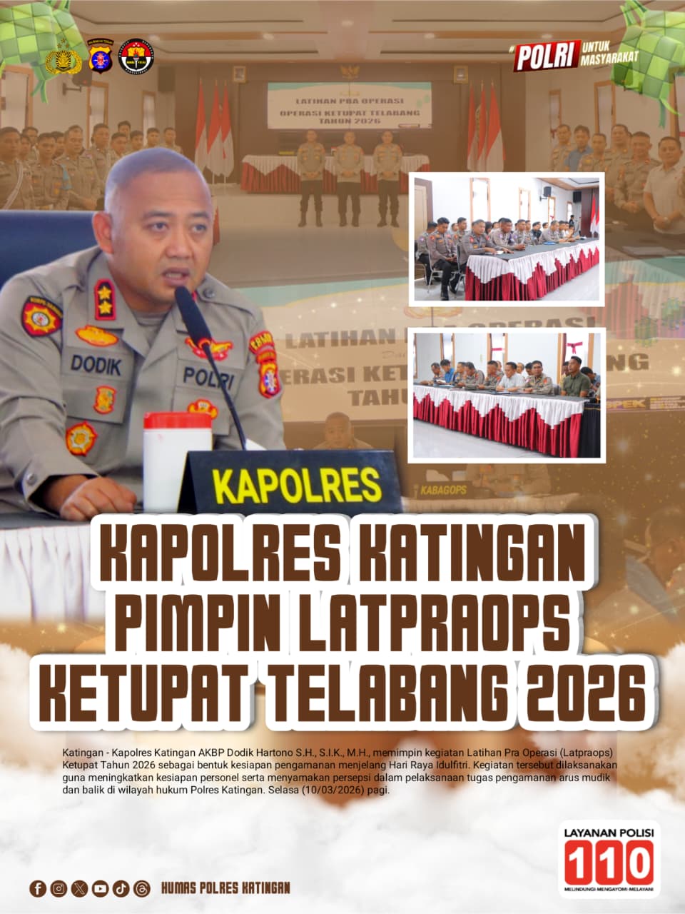 Kapolres Katingan Pimpin Latpraops Ketupat Telabang 2026