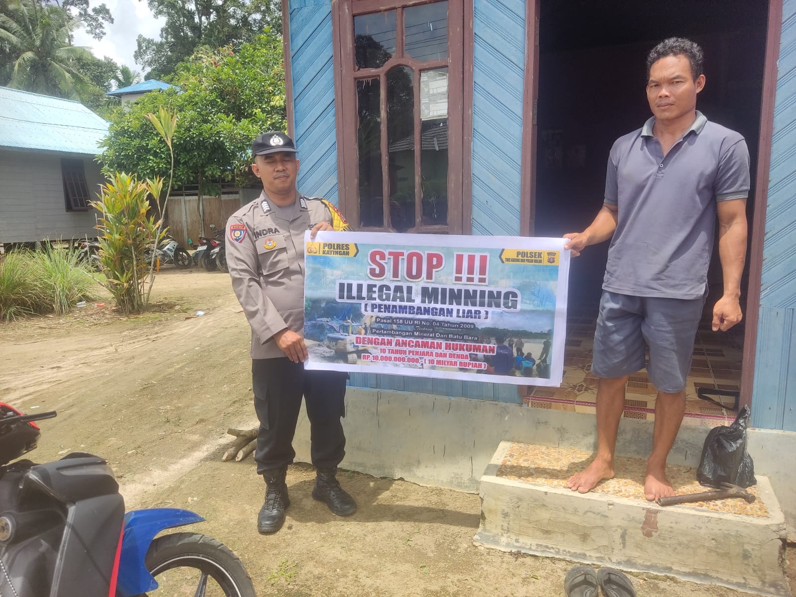 Personil ‎Polsek Tws Garing dan Pulau Malan rutin sosialisasi larangan ilegal Logging dan Ilegal Mining.