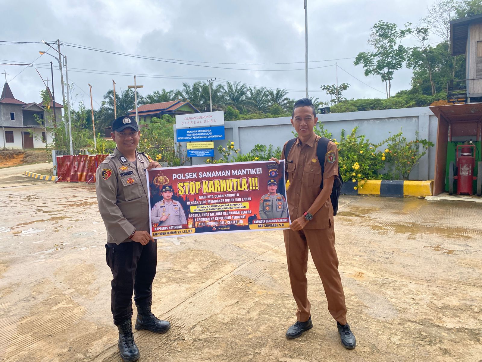 Bhabinkamtibmas Desa Tumbang Atei Sosialisasi imbauan tentang Karhutla