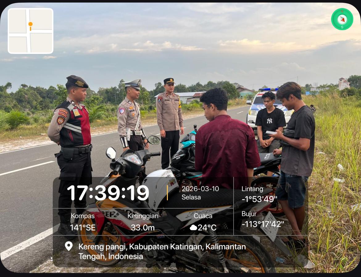 Antisipasi Balapan Liar Saat Berbuka Puasa, Personel Samapta Polres Katingan Gelar Patroli.