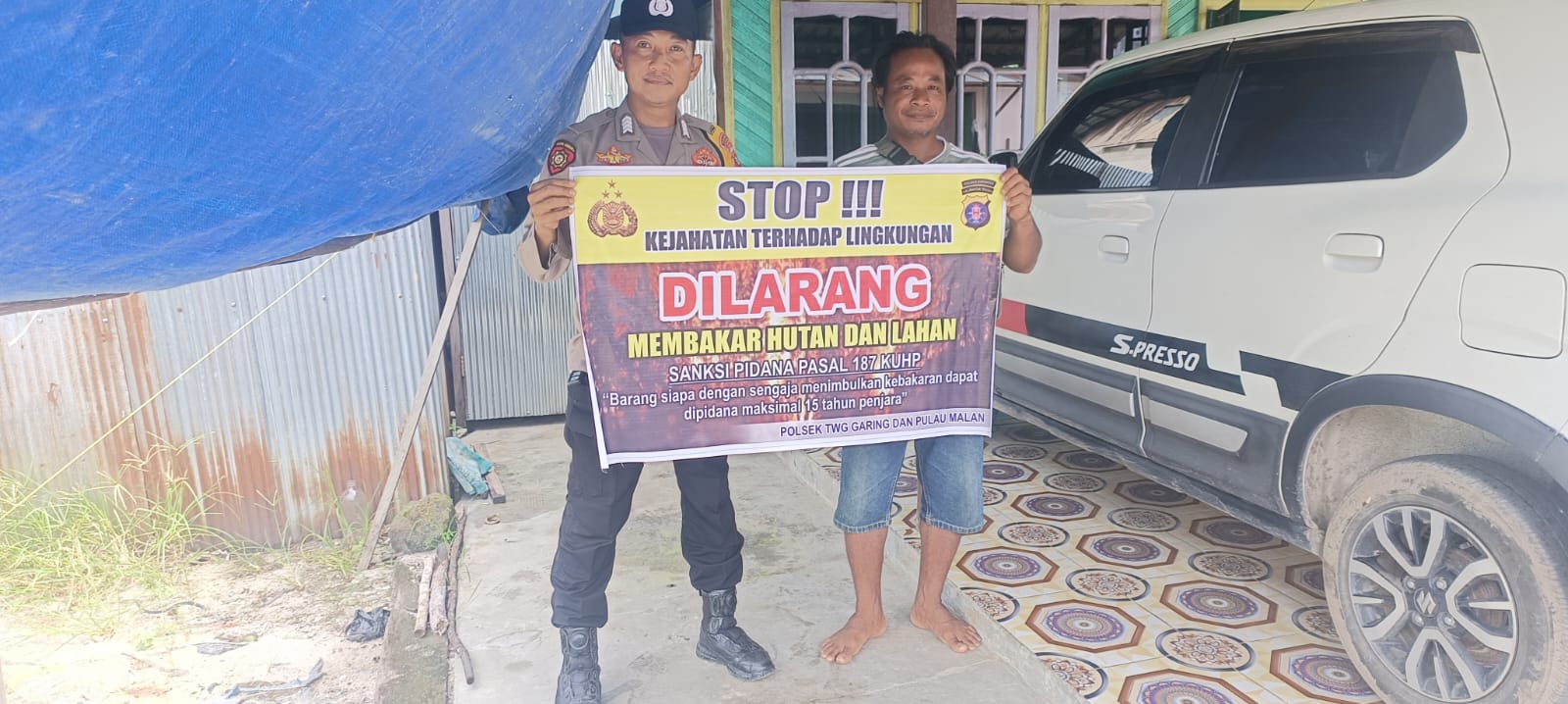 Polsek Tewang Sangalang Garing dan Pulau Malan Imbau Warga Tidak Membuka Lahan Dengan Membakar