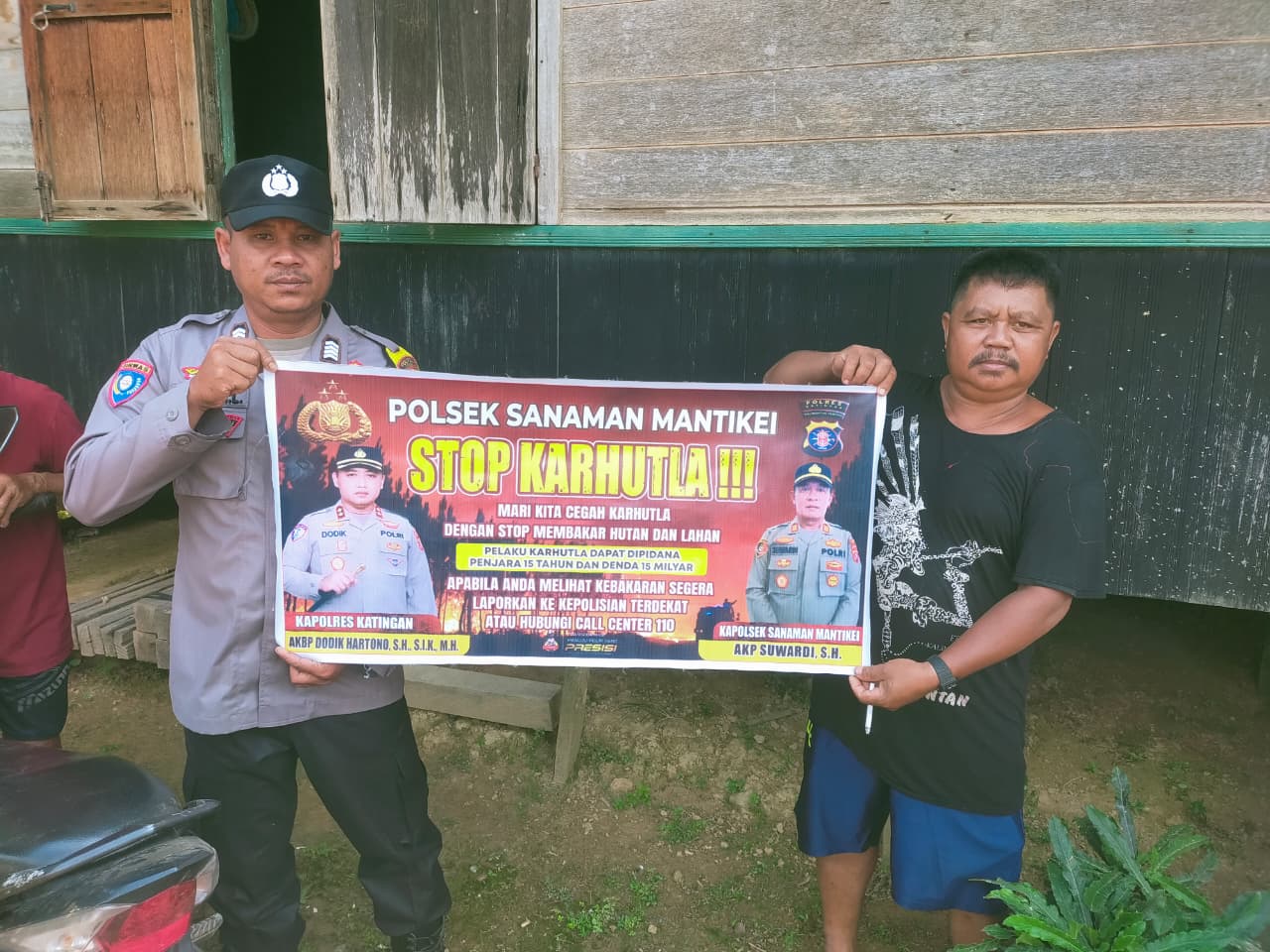 Bhabinkamtibmas Desa Tumbang Labehu Sosialisasi imbauan tentang Karhutla