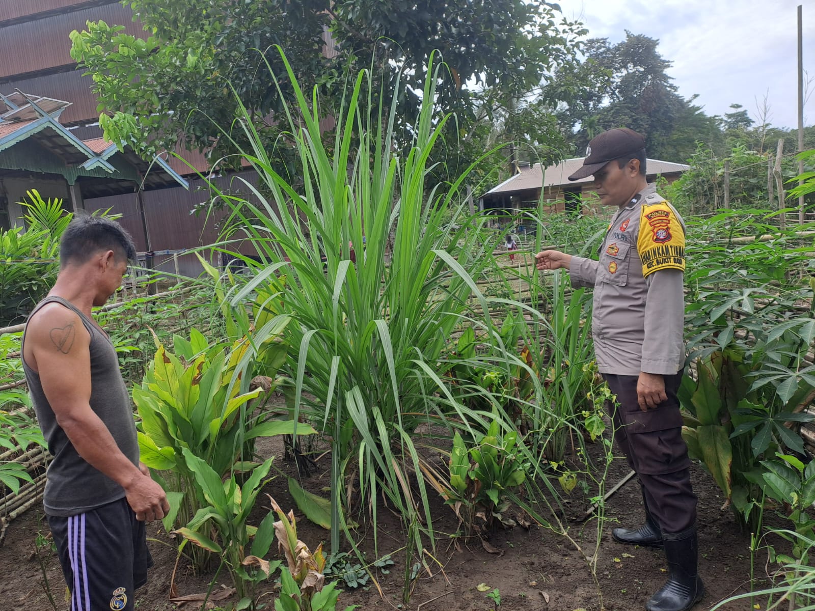 Mendukung Ketahanan Pangan, Personil Polsek Katingan Hulu dan Bukit Raya Cek Lokasi Pemanfaatan Pekarangan Warga.