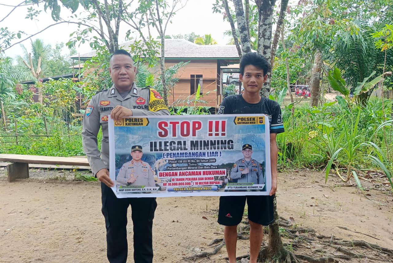 ‎Upaya pencegahan Penambangan Emas Tanpa Ijin (PETI) di Kecamatan Katingan Hulu dan Bukit Raya, Bhabinkamtibmas sosialisasi kepada masyarakat.