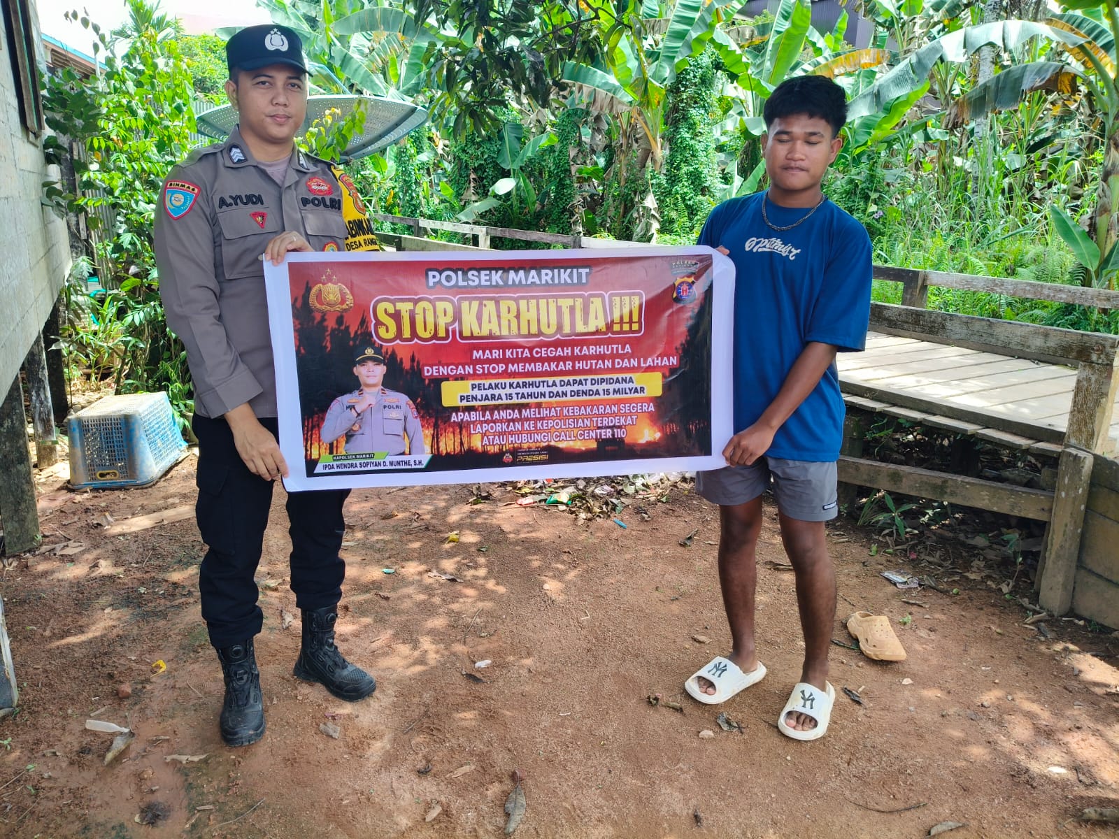 Polsek Marikit Sosialisasi Kebakaran Hutan dan Lahan (Karhutla) pada warga desa di Kecamatan Marikit.