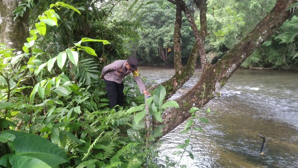 Piket Polsek Delang cek debit air DAS Delang
