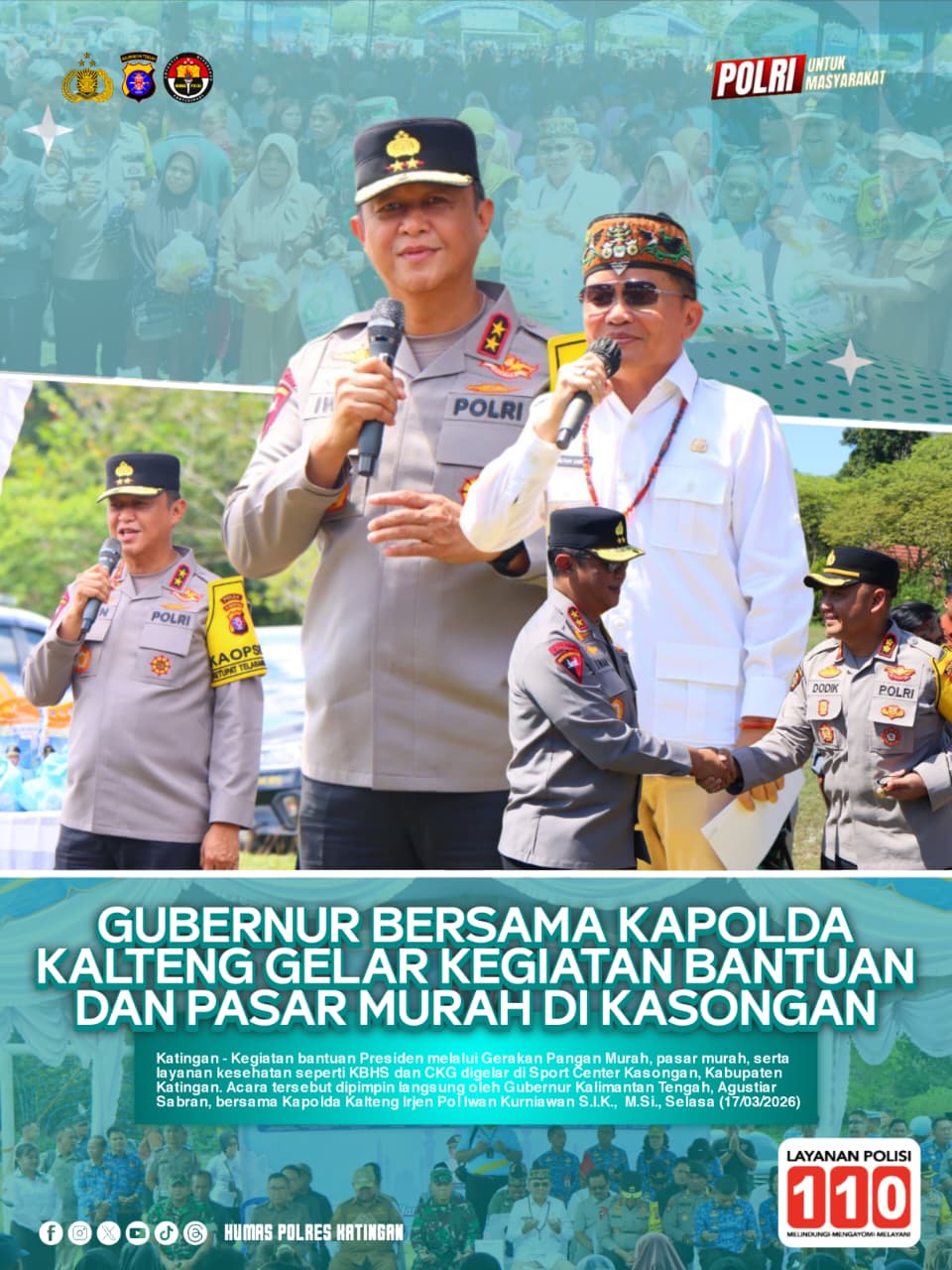 Gubernur bersama Kapolda Kalteng Gelar Kegiatan Bantuan dan Pasar Murah di Kasongan