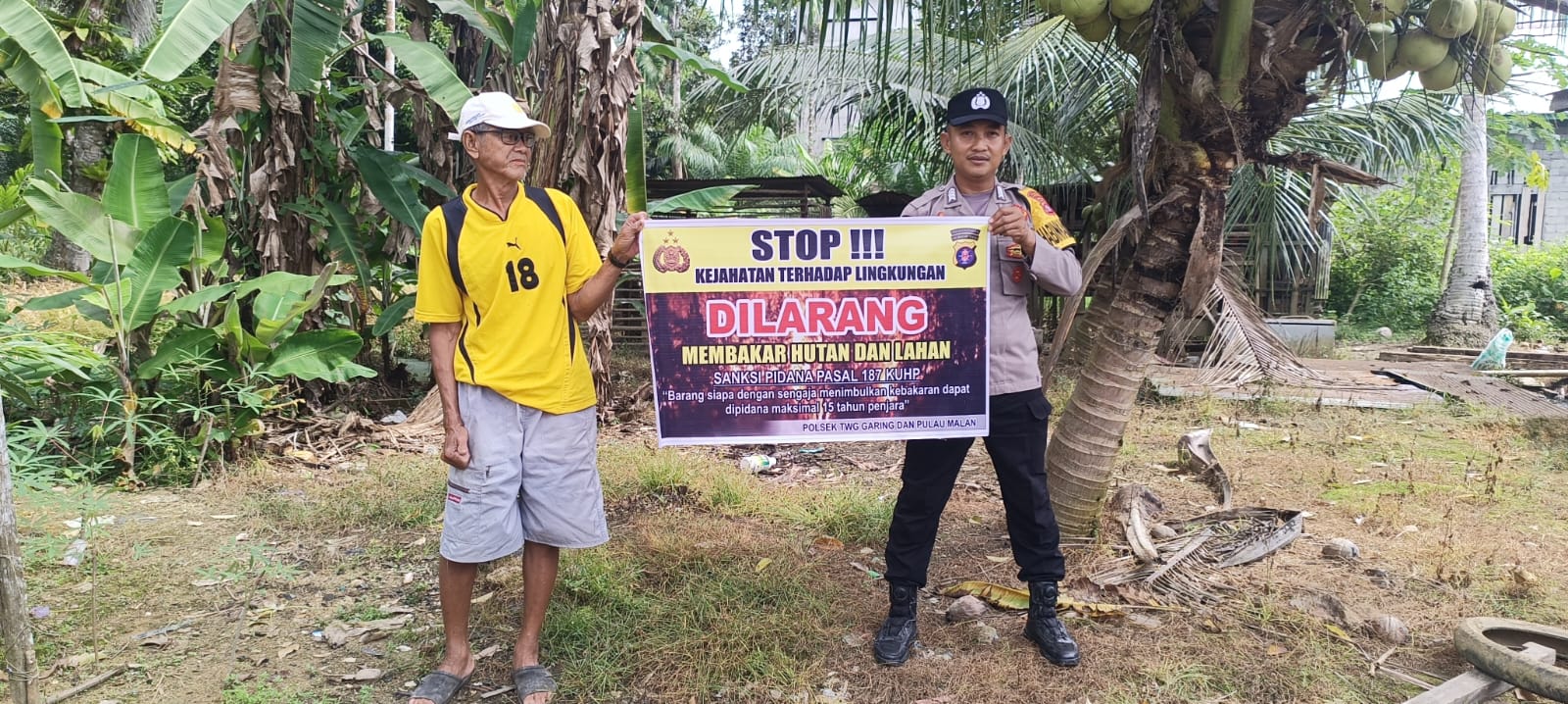 Polsek Tewang Sangalang Garing dan Pulau Malan Imbau Warga Tidak Membuka Lahan Dengan Membakar