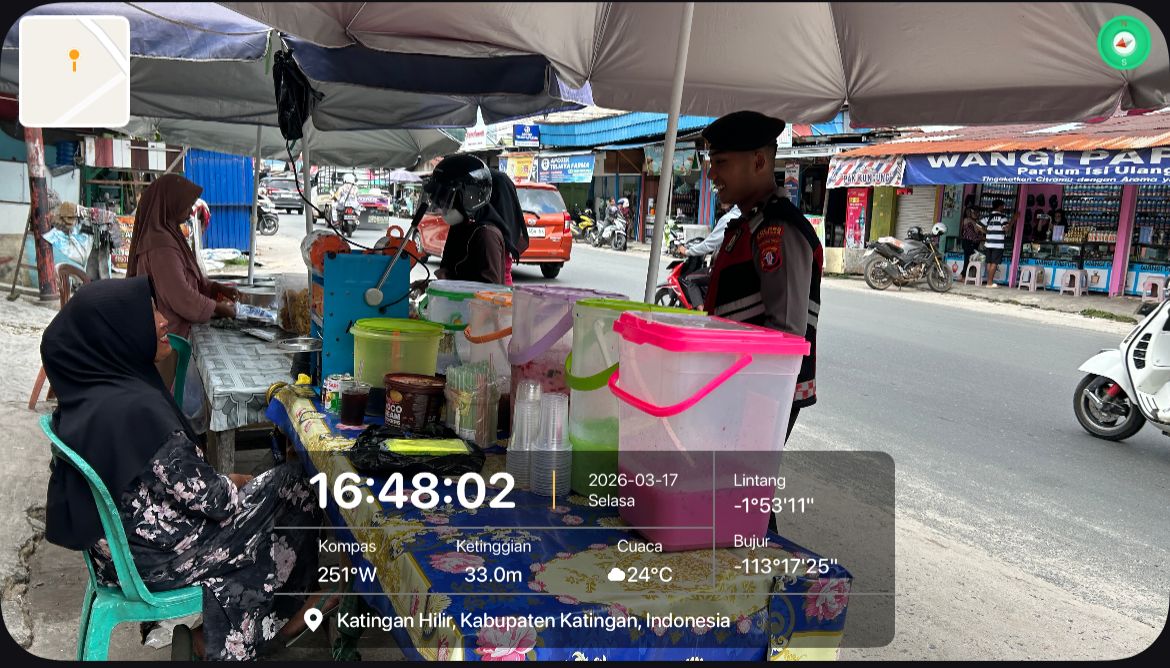 Personel Samapta Polres Katingan Intensifkan Patroli Pasar Ramadhan.