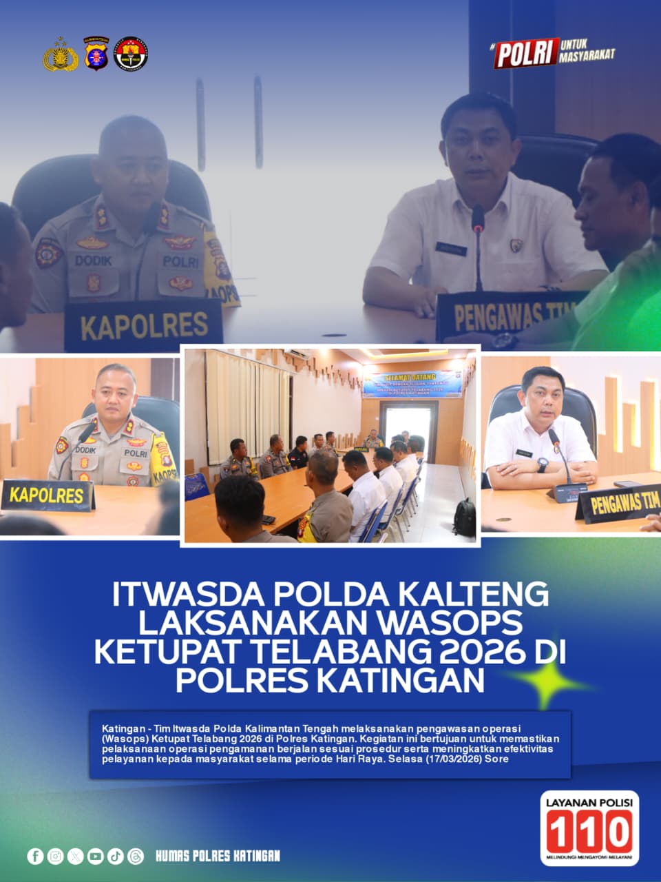 Itwasda Polda Kalteng Laksanakan Wasops Ketupat Telabang 2026 di Polres Katingan