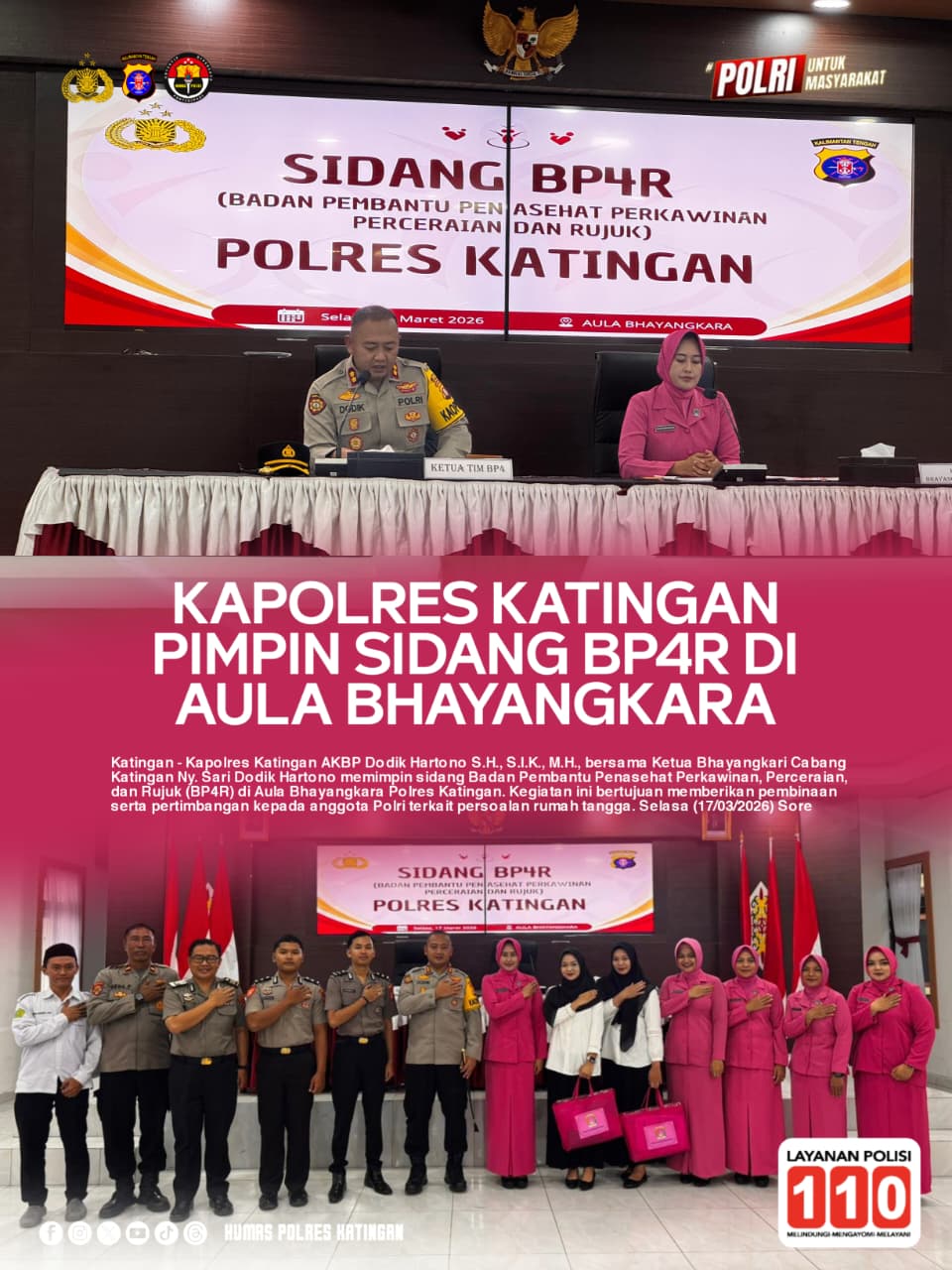 Kapolres Katingan Pimpin Sidang BP4R di Aula Bhayangkara