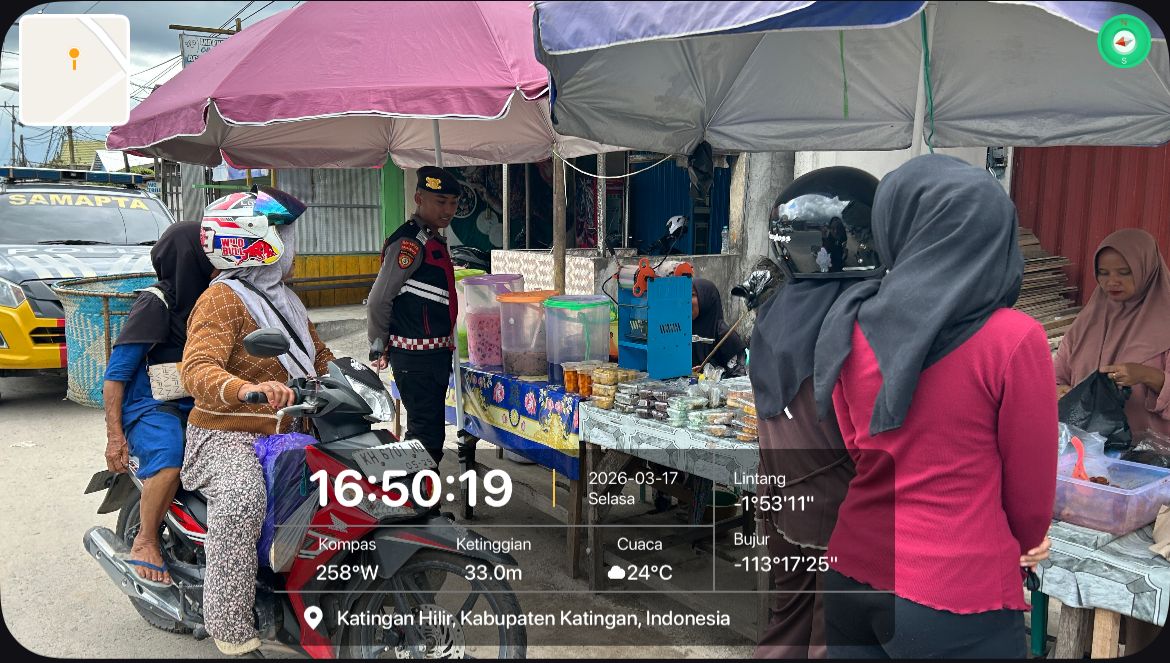 Personel Samapta Polres Katingan Intensifkan Patroli Pasar Ramadhan.