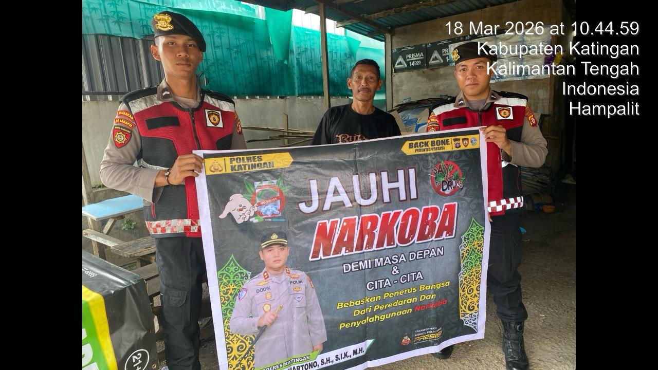 Tolak Narkoba, Personel Samapta Polres Katingan Gelar Sosialisasi kepada Masyarakat.