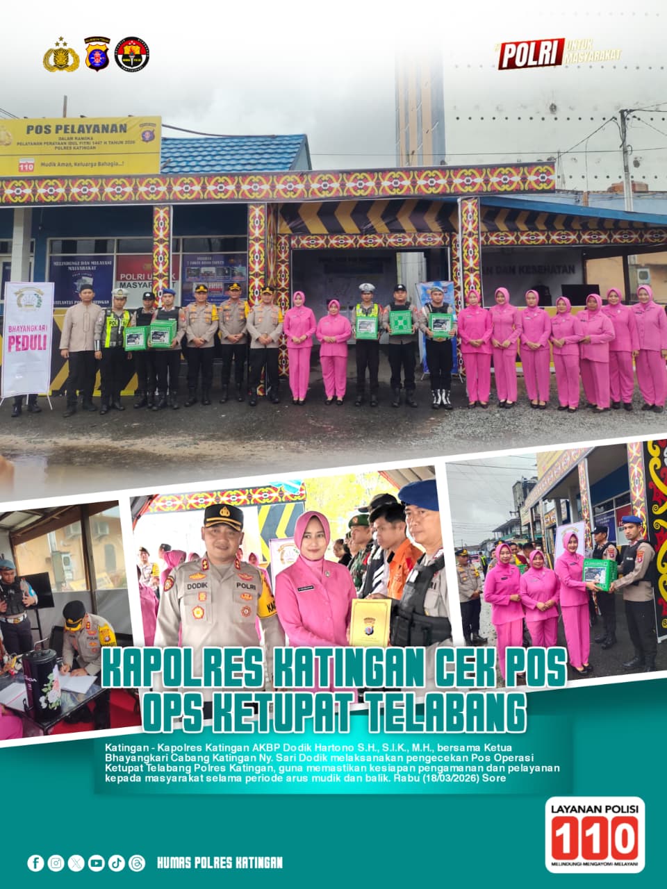 Kapolres Katingan Cek Pos Ops Ketupat Telabang