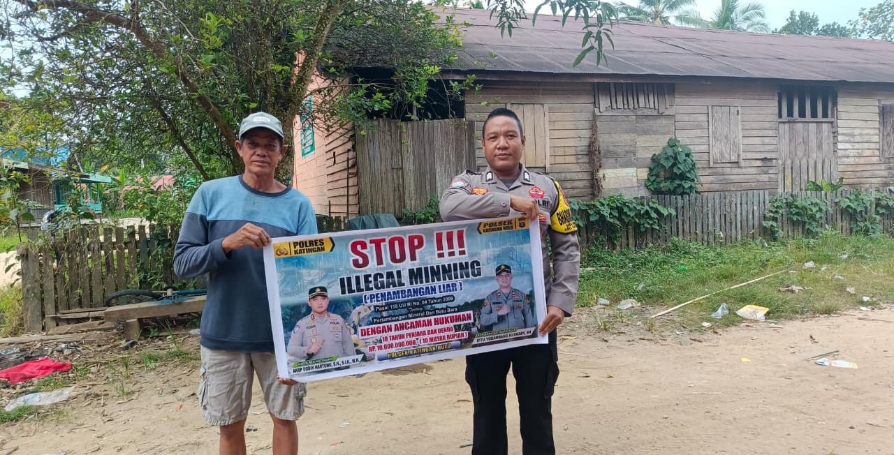 ‎Upaya pencegahan Penambangan Emas Tanpa Ijin (PETI) di Kecamatan Katingan Hulu dan Bukit Raya, Bhabinkamtibmas sosialisasi kepada masyarakat.