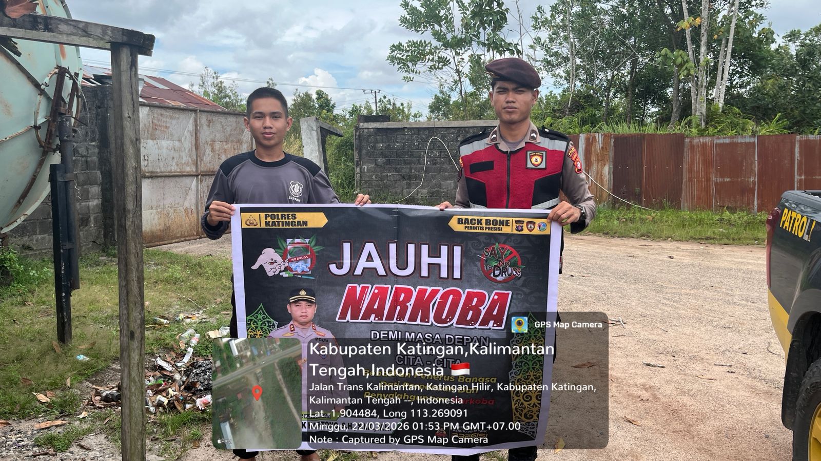 Tolak Narkoba, Personel Samapta Polres Katingan Gelar Sosialisasi kepada Masyarakat.