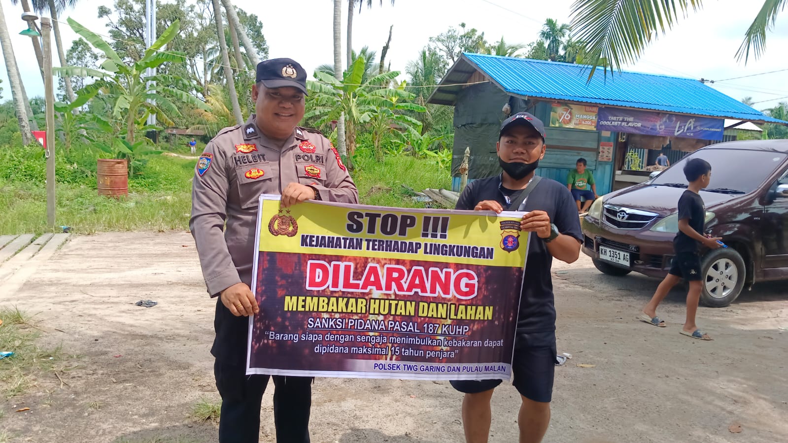 Ciptakan lingkungan sehat Polsek Tws Garing dan Pulau Malan sosialisasi Stop Karhutla.