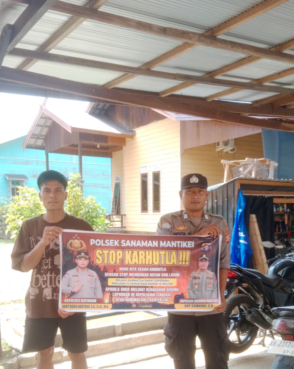 Bhabinkamtibmas Desa kamanto Sosialisasi imbauan tentang Karhutla