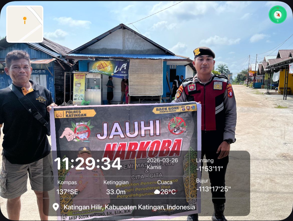 Tolak Narkoba, Personel Samapta Polres Katingan Gelar Sosialisasi kepada Masyarakat.