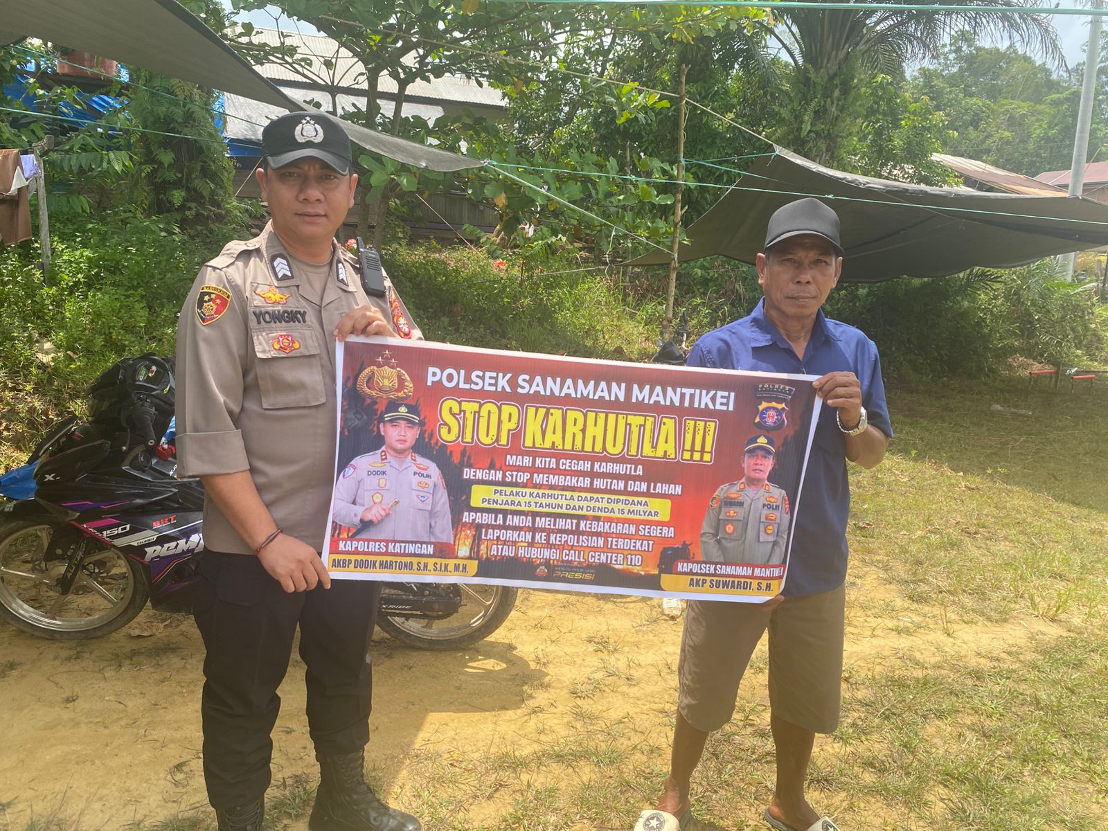 Bhabinkamtibmas Desa Tumbang Atei Sosialisasi imbauan tentang Karhutla