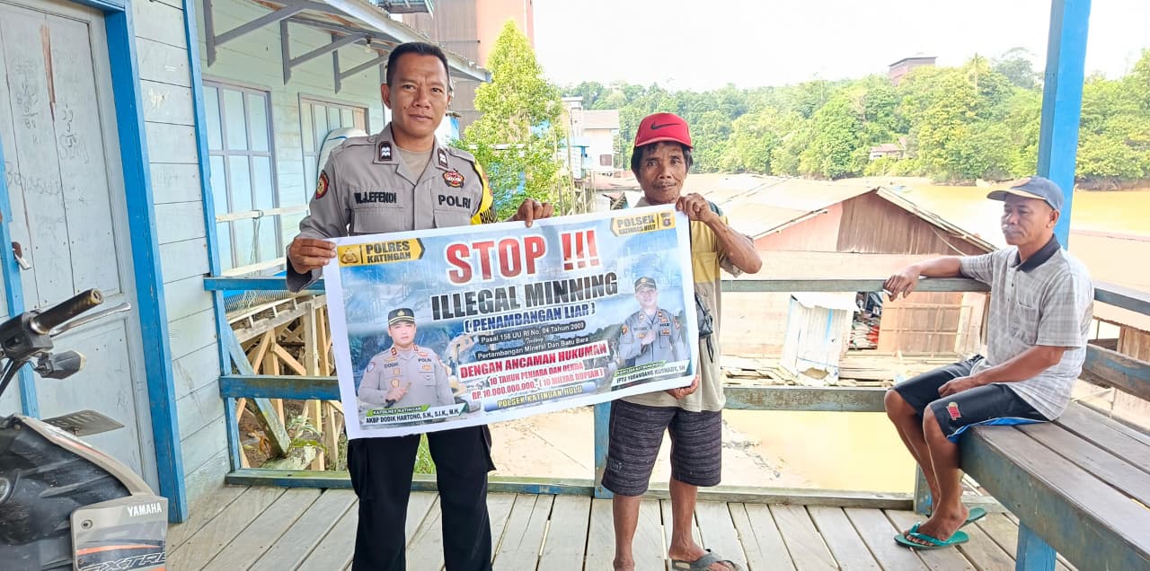 ‎Upaya pencegahan Penambangan Emas Tanpa Ijin (PETI) di Kecamatan Katingan Hulu dan Bukit Raya, Bhabinkamtibmas sosialisasi kepada masyarakat.