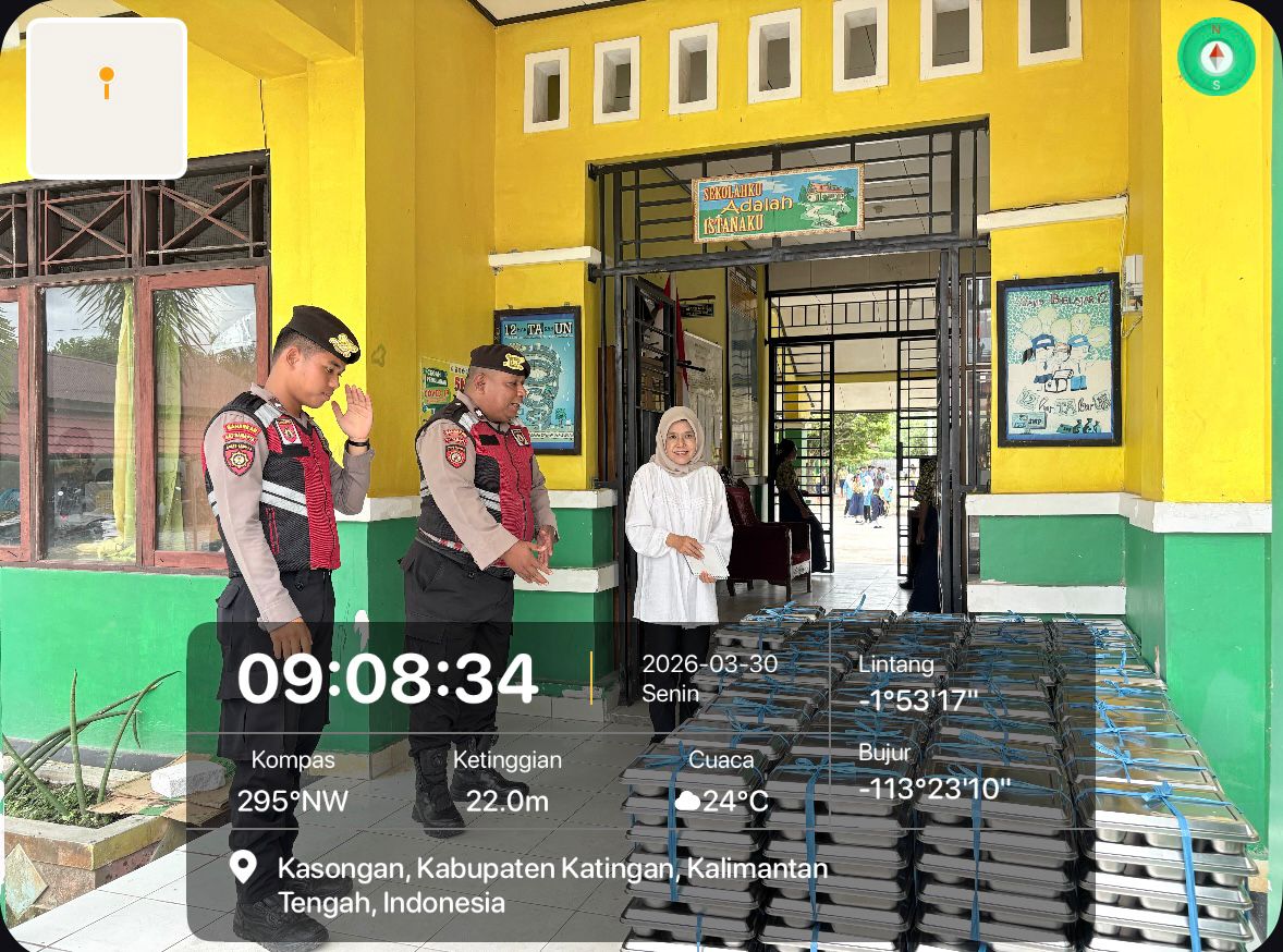 Personel Samapta Laksanakan Pengawasan MBG di Sekolah-Sekolah Kabupaten Katingan.