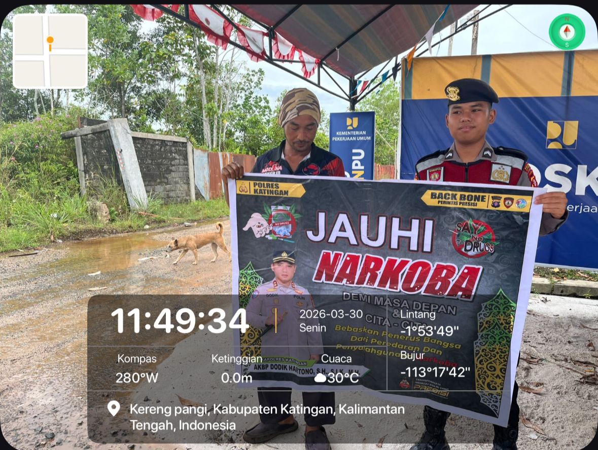 Tolak Narkoba, Personel Samapta Polres Katingan Gelar Sosialisasi kepada Masyarakat.