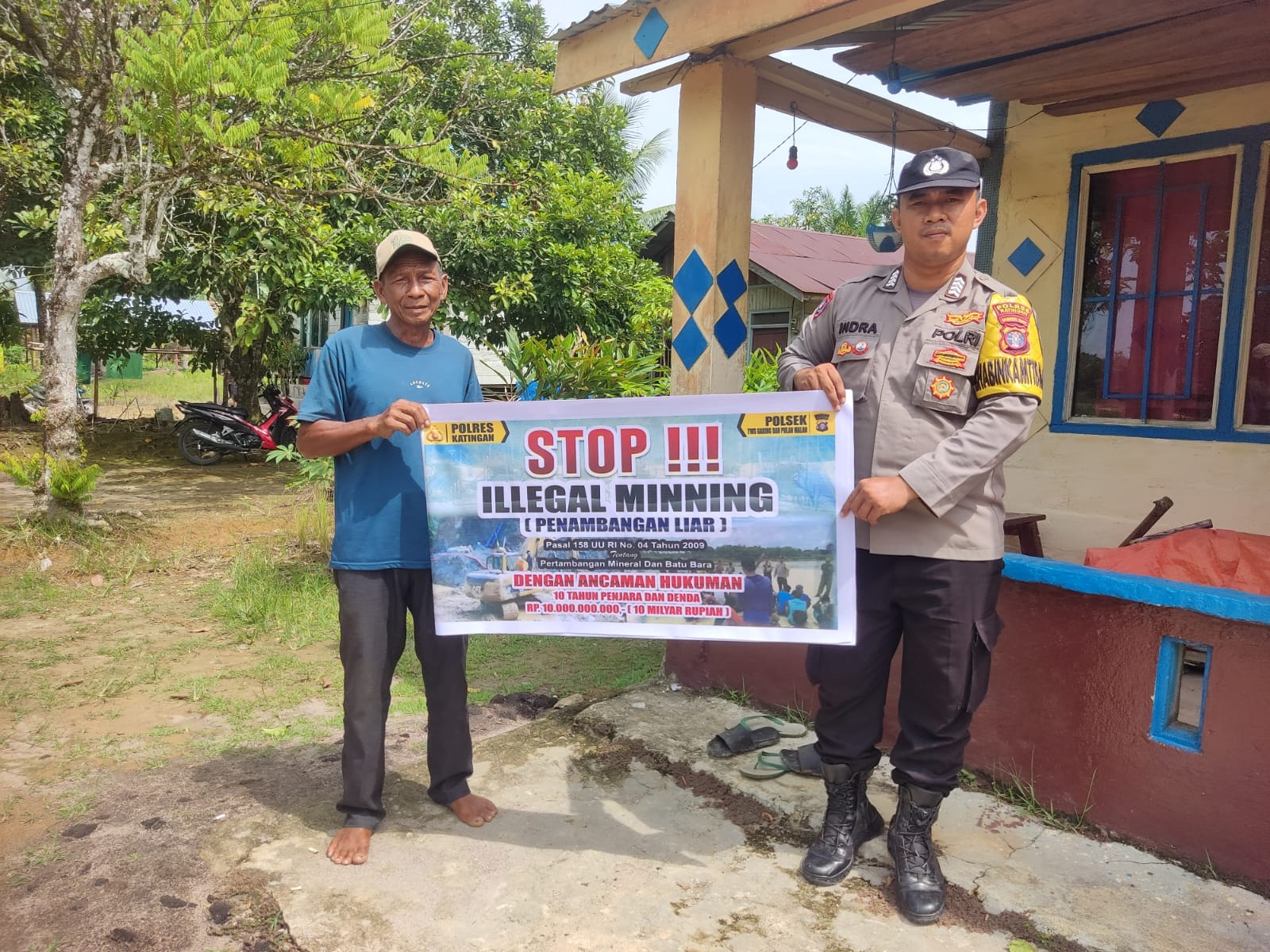 Personil ‎Polsek Tws Garing dan Pulau Malan rutin sosialisasi larangan ilegal Logging dan Ilegal Mining.