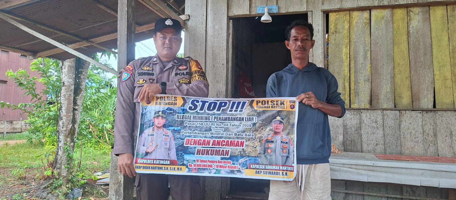 Bhabinkamtibmas Desa Tumbang Baraoi Sosialisasi tentang larangan Ilegal Mining.