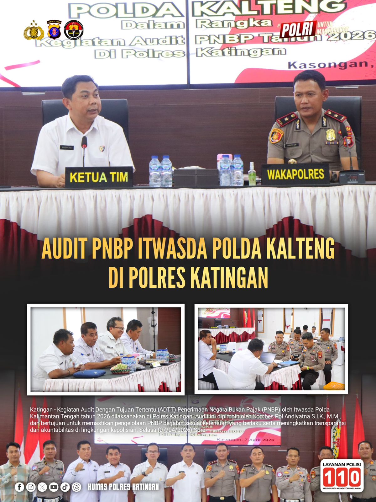 Audit PNBP Itwasda Polda Kalteng di Polres Katingan