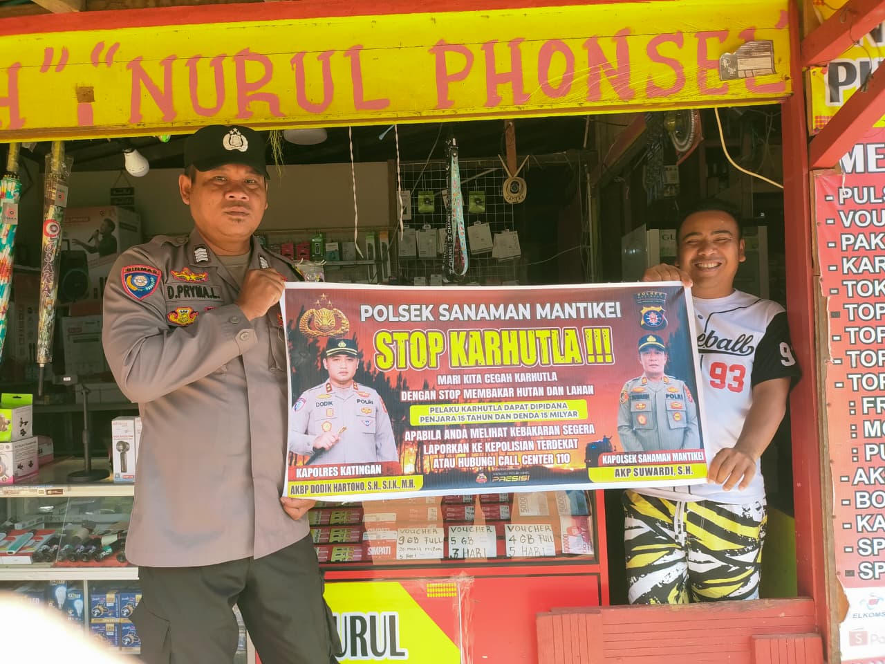 Bhabinkamtibmas Desa Tumbang Labehu Sosialisasi imbauan tentang Karhutla