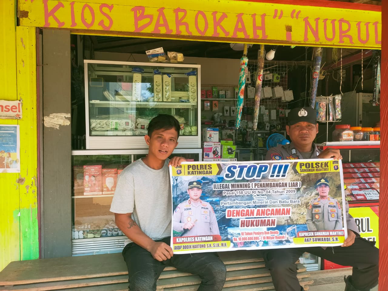 Bhabinkamtibmas Desa Tumbang Labehu Sosialisasi tentang larangan Ilegal Minning.