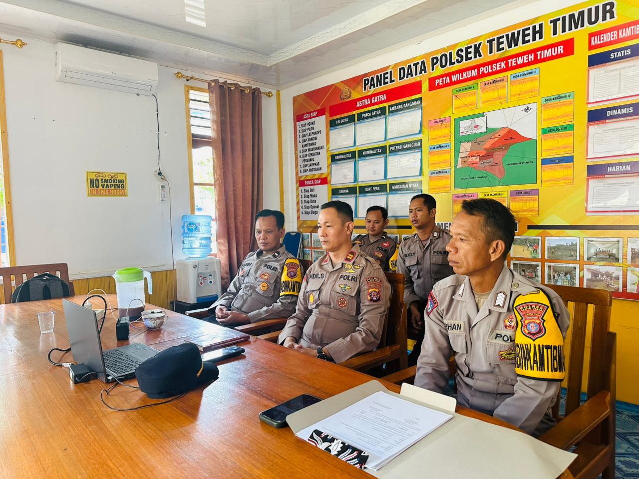 Kapolsek Teweh Timur Ikuti Zoom Anev Swasembada Pangan Polda Kalteng, Dukung Program Jagung Hibrida