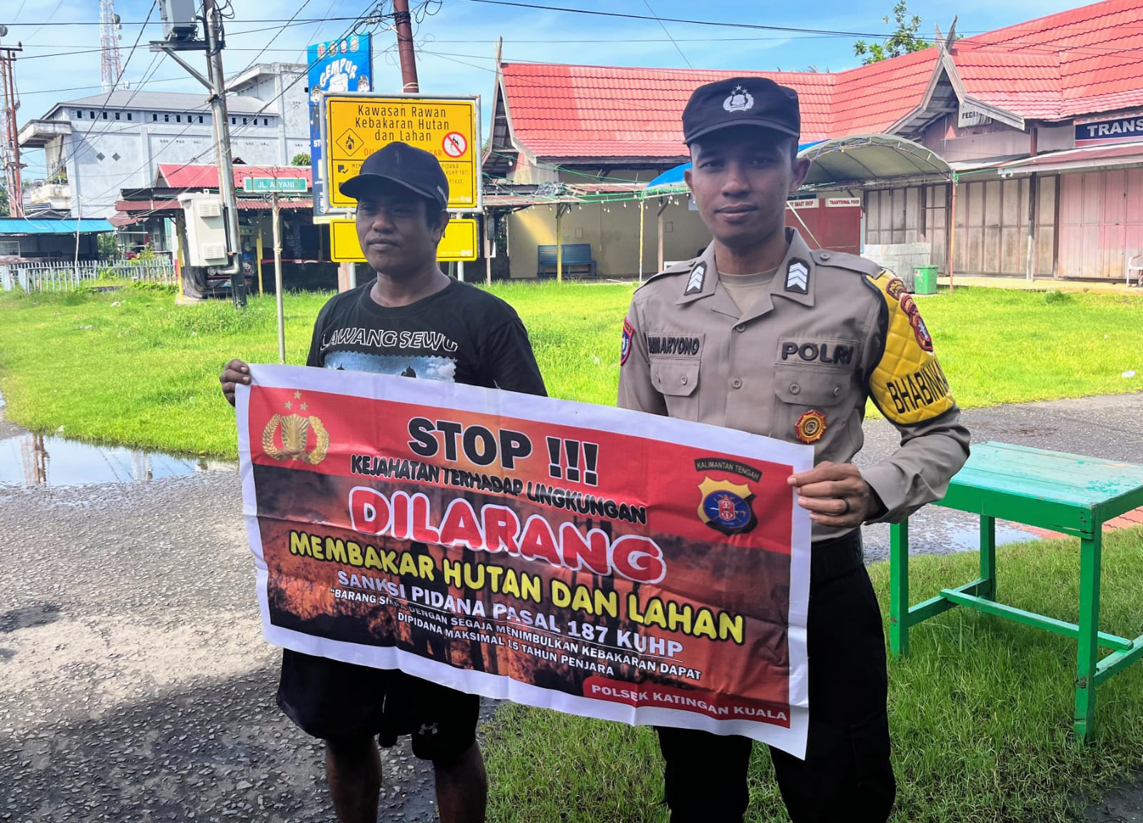 Cegah Kejahatan Terhadap Lingkungan, Bhabinkamtibmas Polsek Katingan Kuala Himbau Masyarakat Untuk Tidak Membakar Hutan dan Lahan