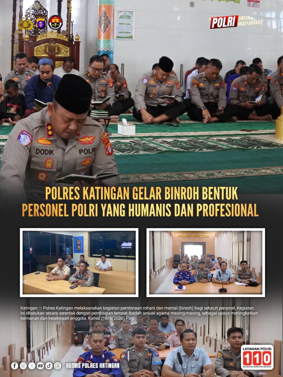 Polres Katingan Gelar Binroh Bentuk Personel Polri yang Humanis dan Profesional
