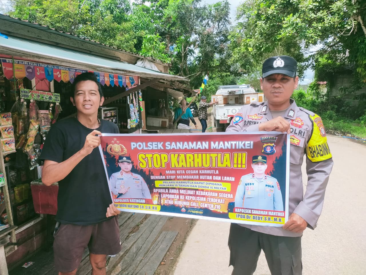 Bhabinkamtibmas Desa Tumbang Labehu Sosialisasi imbauan tentang Karhutla