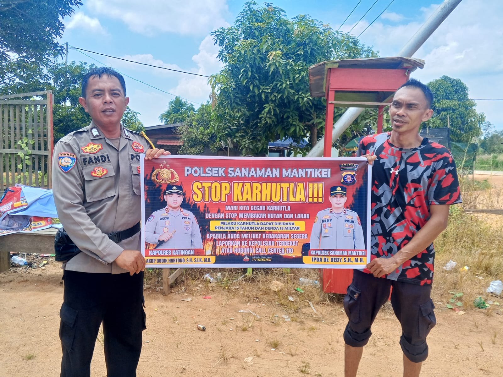 Bhabinkamtibmas Desa Rantau Bangkiang Sosialisasi imbauan tentang Karhutla