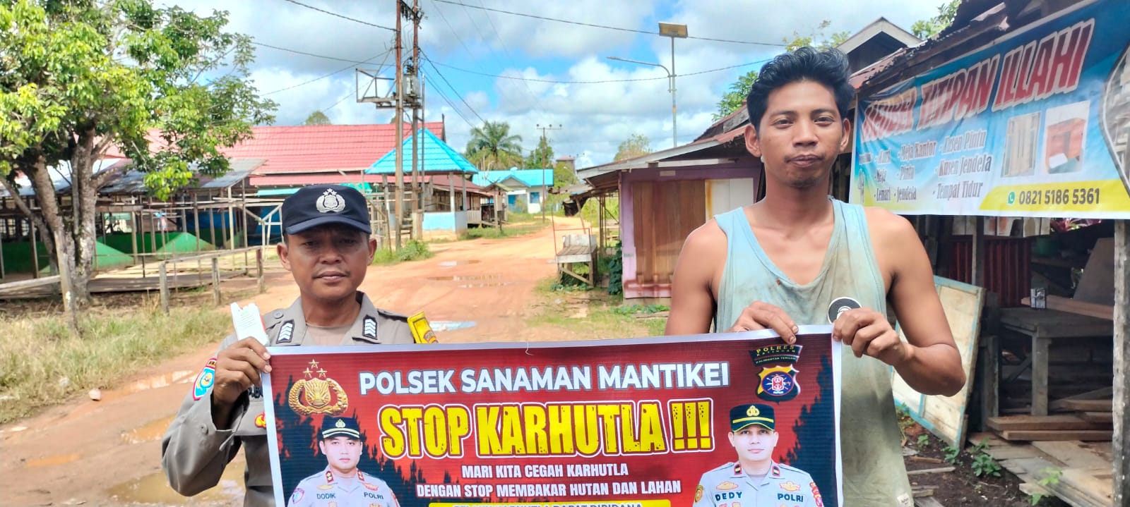 Bhabinkamtibmas Desa Dehes Sosialisasi imbauan tentang Karhutla