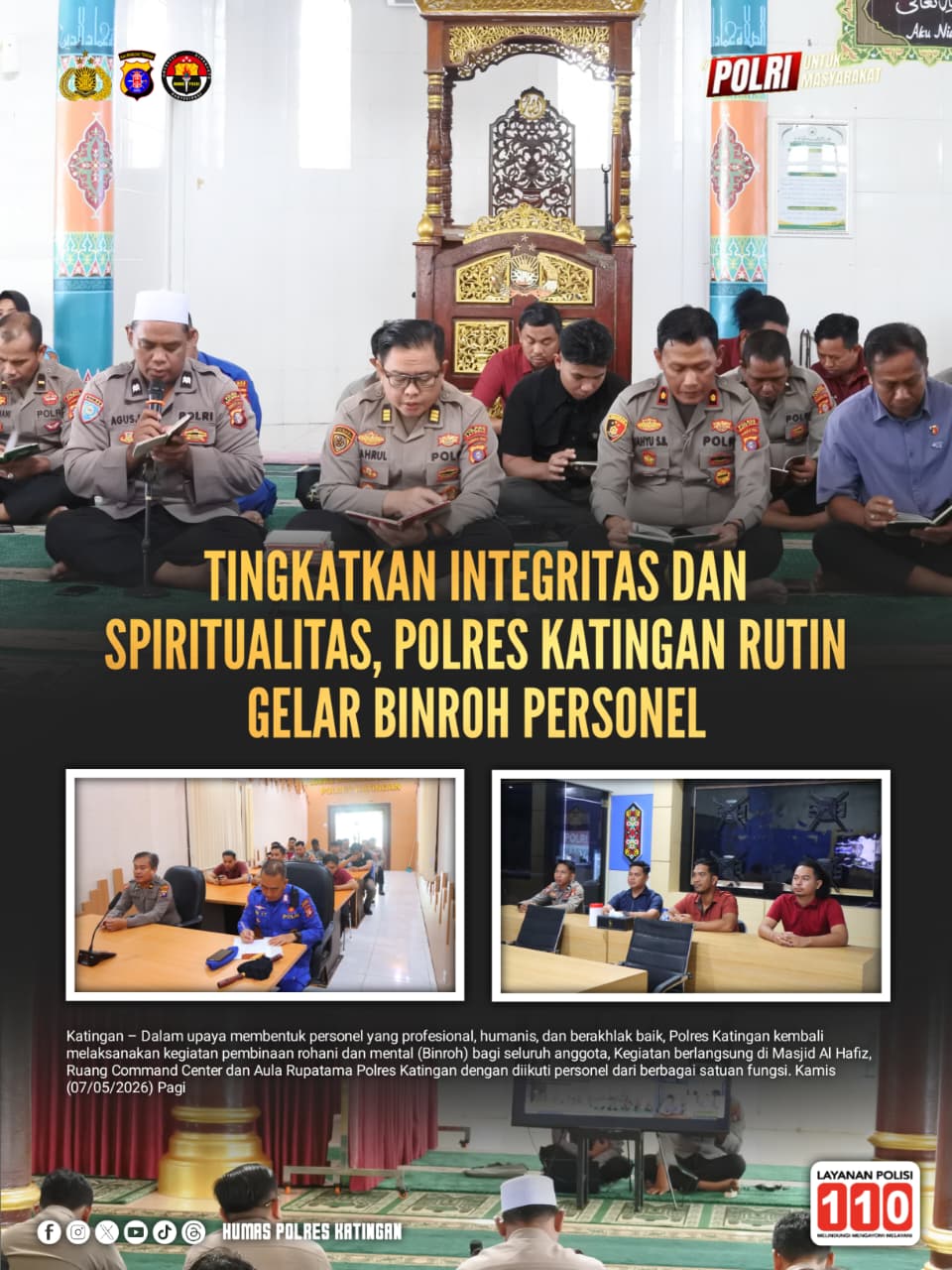 Tingkatkan Integritas dan Spiritualitas, Polres Katingan Rutin Gelar Binroh Personel