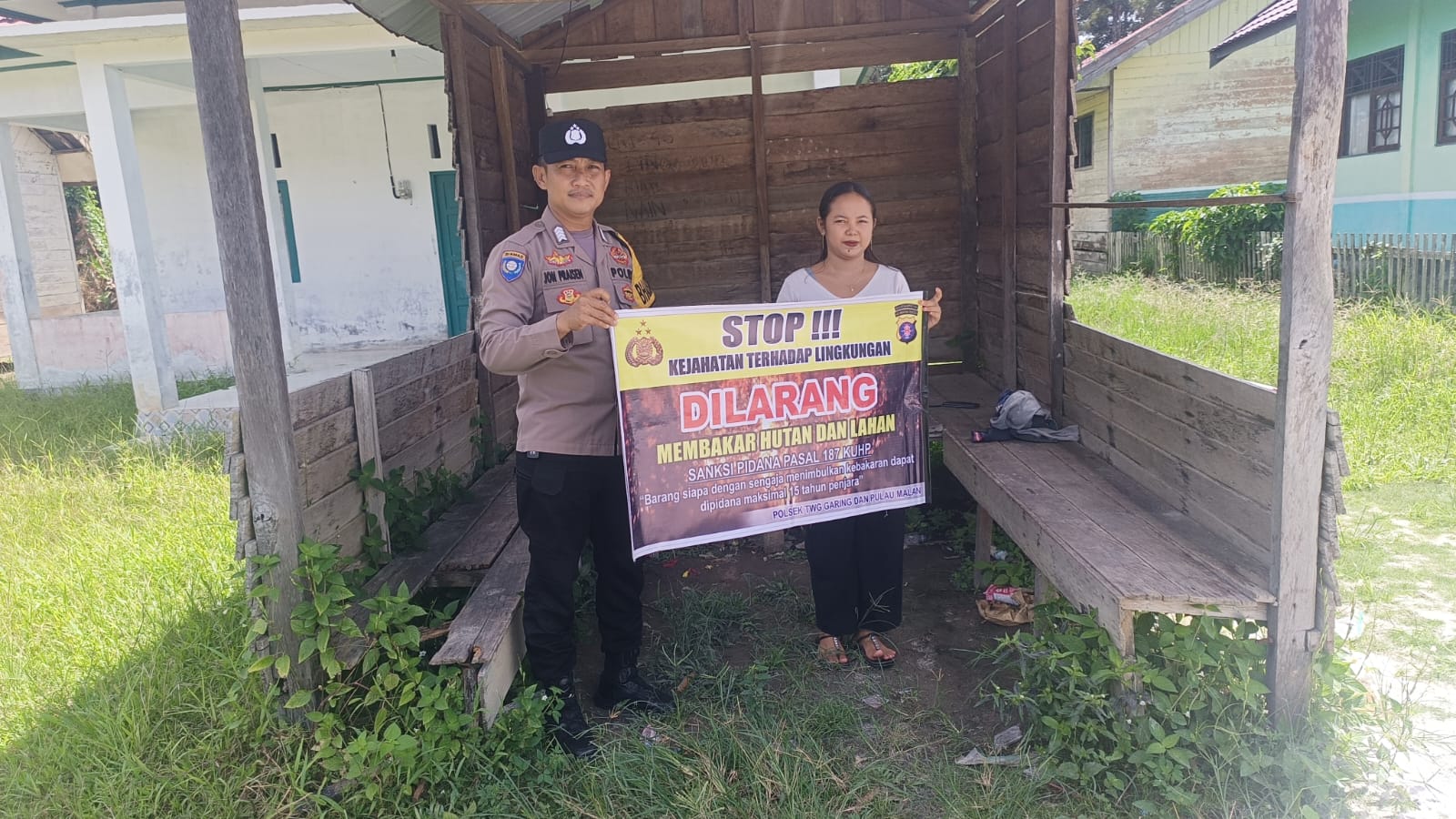 Ciptakan lingkungan sehat Polsek Tws Garing dan Pulau Malan sosialisasi Stop Karhutla.