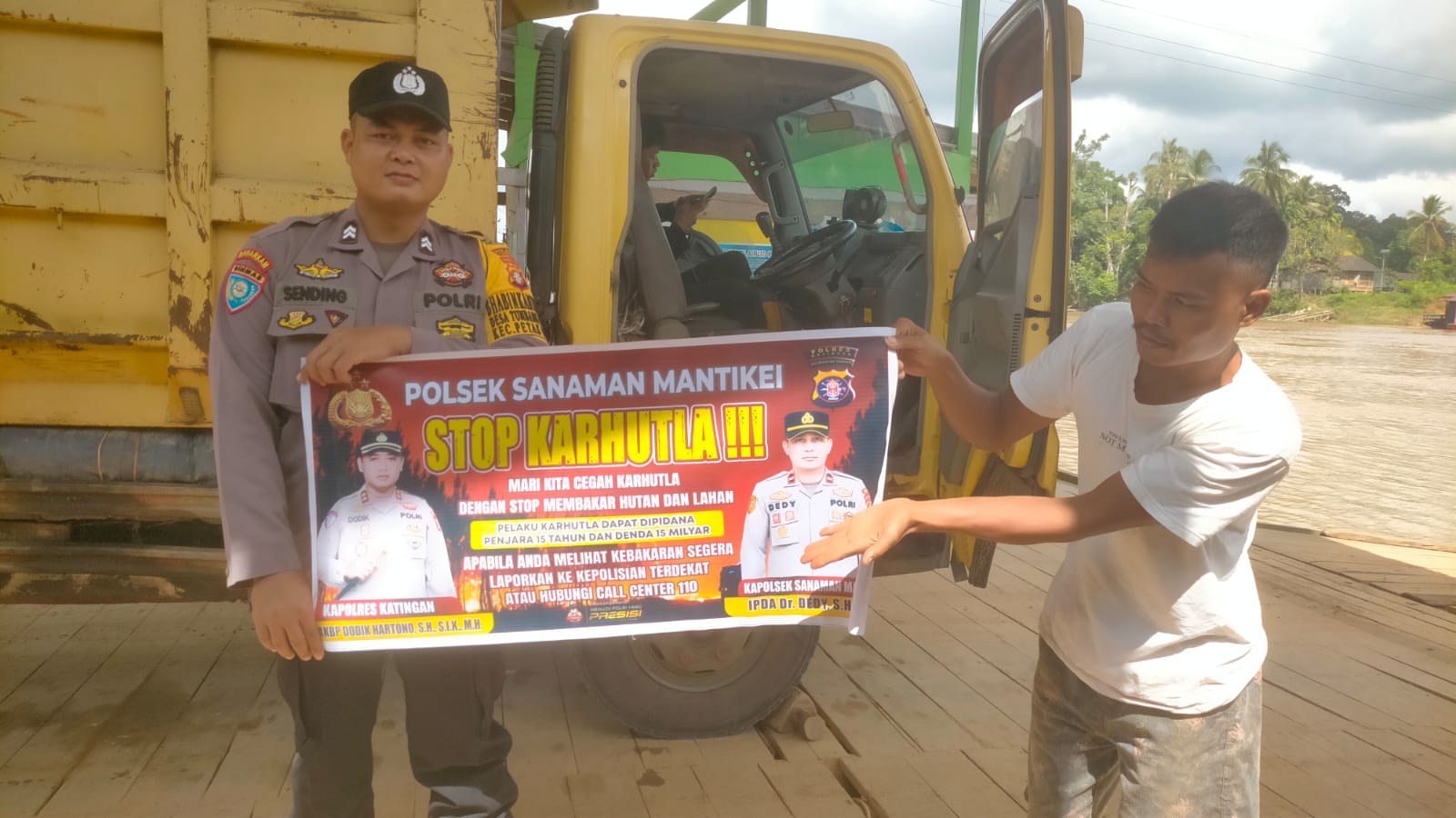 Bhabinkamtibmas Desa Tumbang Baraoi Sosialisasi imbauan tentang Karhutla