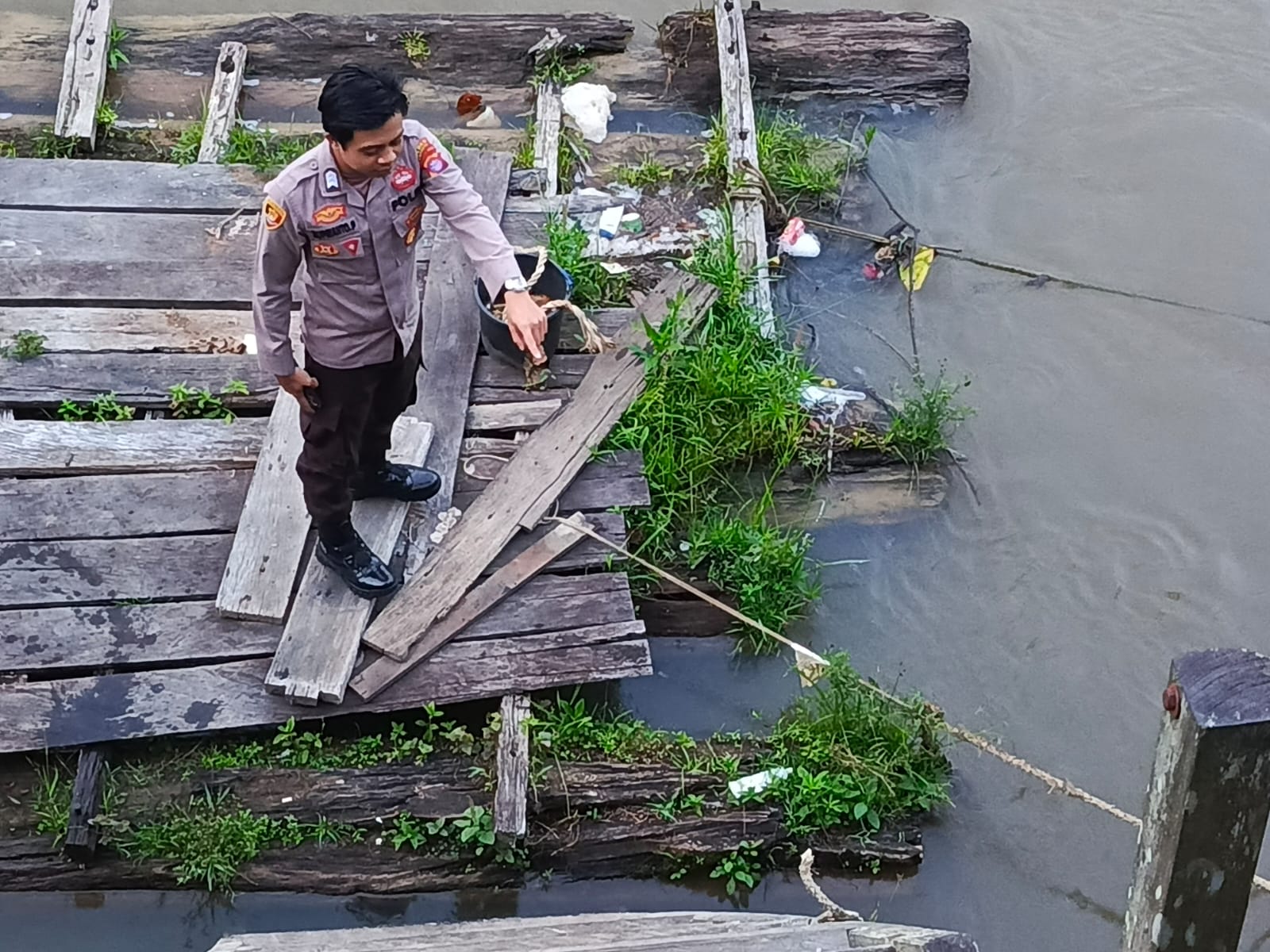 Debit Air DAS Lamandau Naik Tipis, Polsek Lamandau Terus Lakukan Pemantauan
