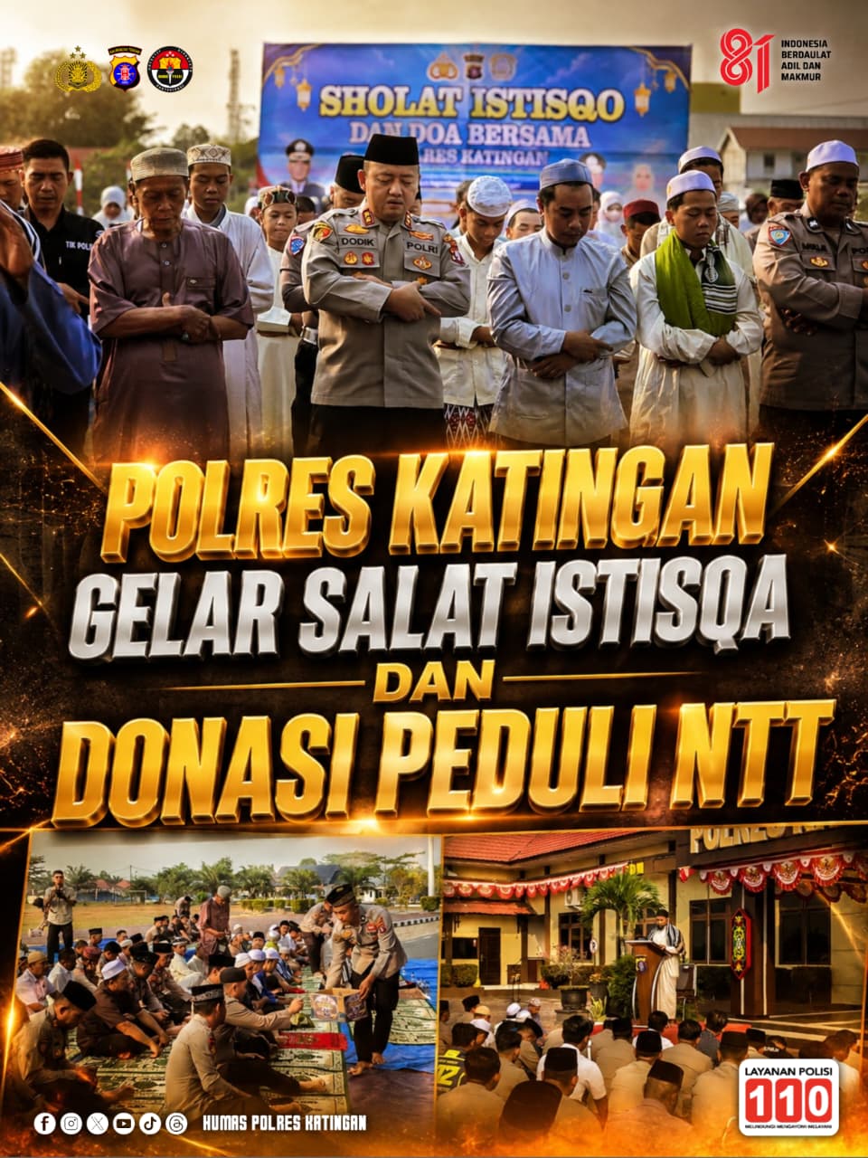 Polres Katingan Gelar Salat Istisqa dan Donasi Peduli NTT