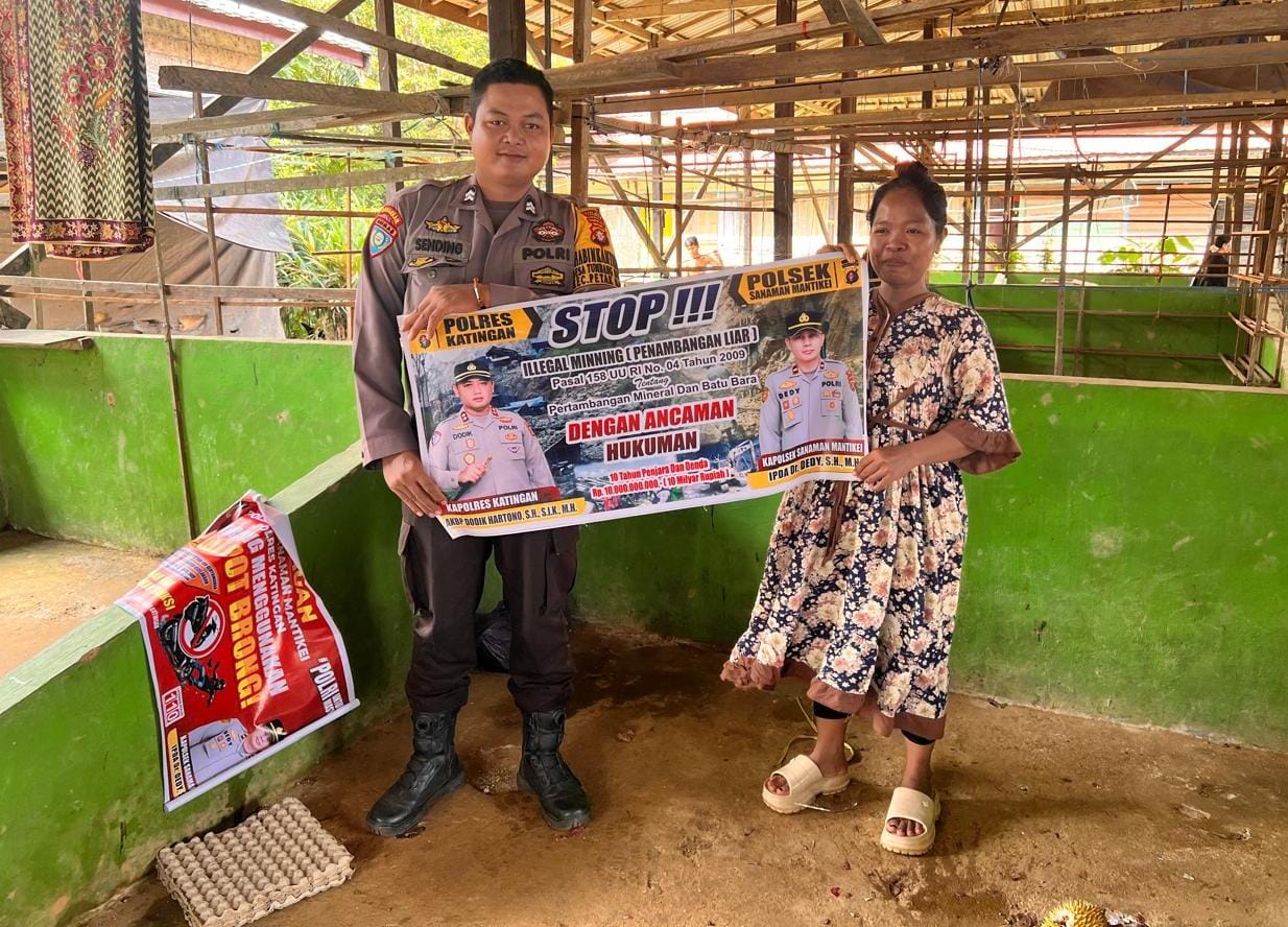 Bhabinkamtibmas Desa Tumbang Baraoi Sosialisasi tentang larangan Ilegal Mining.