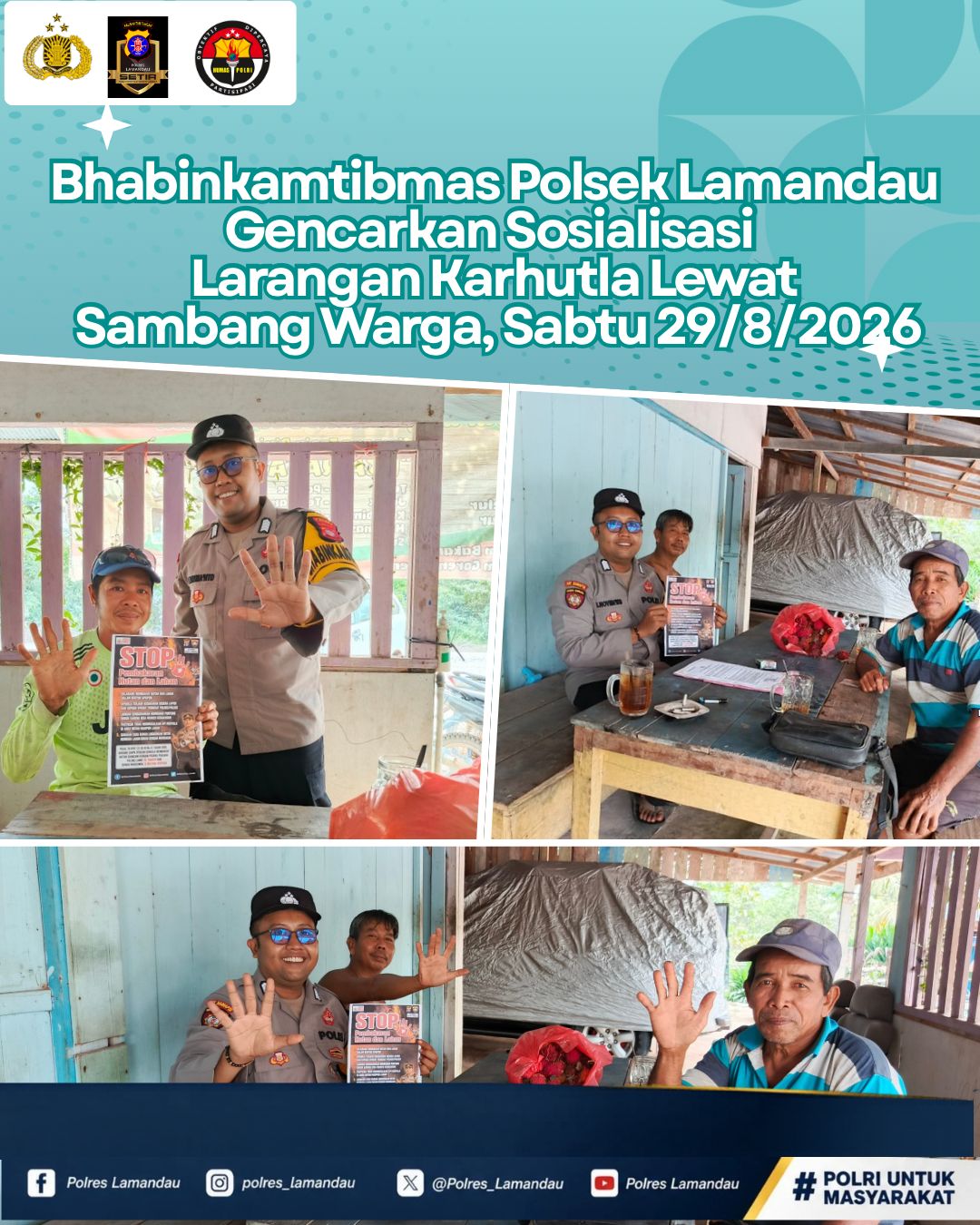 Bhabinkamtibmas Polsek Lamansau Gencarkan Sosialisasi Larangan Karhutla Lewat Sambang Warga