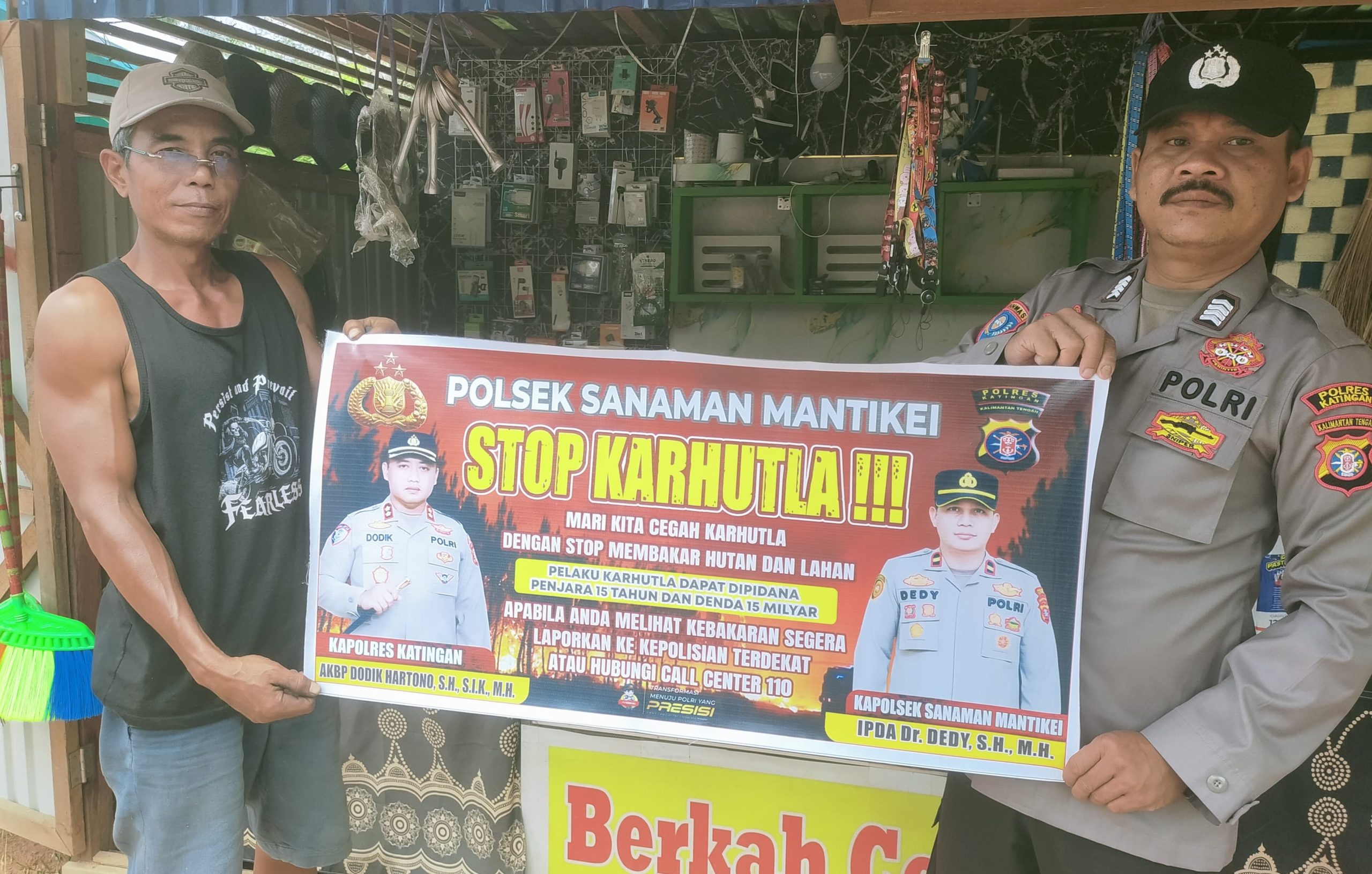 Bhabinkamtibmas Desa Tumbang Labehu Sosialisasi imbauan tentang Karhutla
