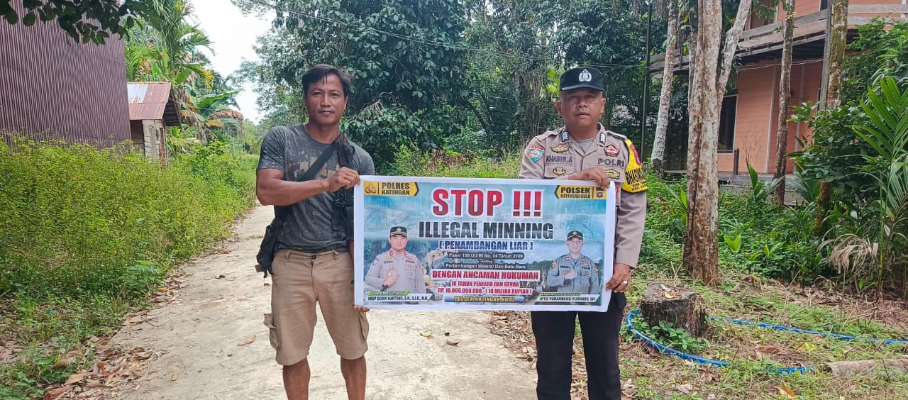 ‎Upaya pencegahan Penambangan Emas Tanpa Ijin (PETI) di Kecamatan Katingan Hulu dan Bukit Raya, Bhabinkamtibmas sosialisasi kepada masyarakat.