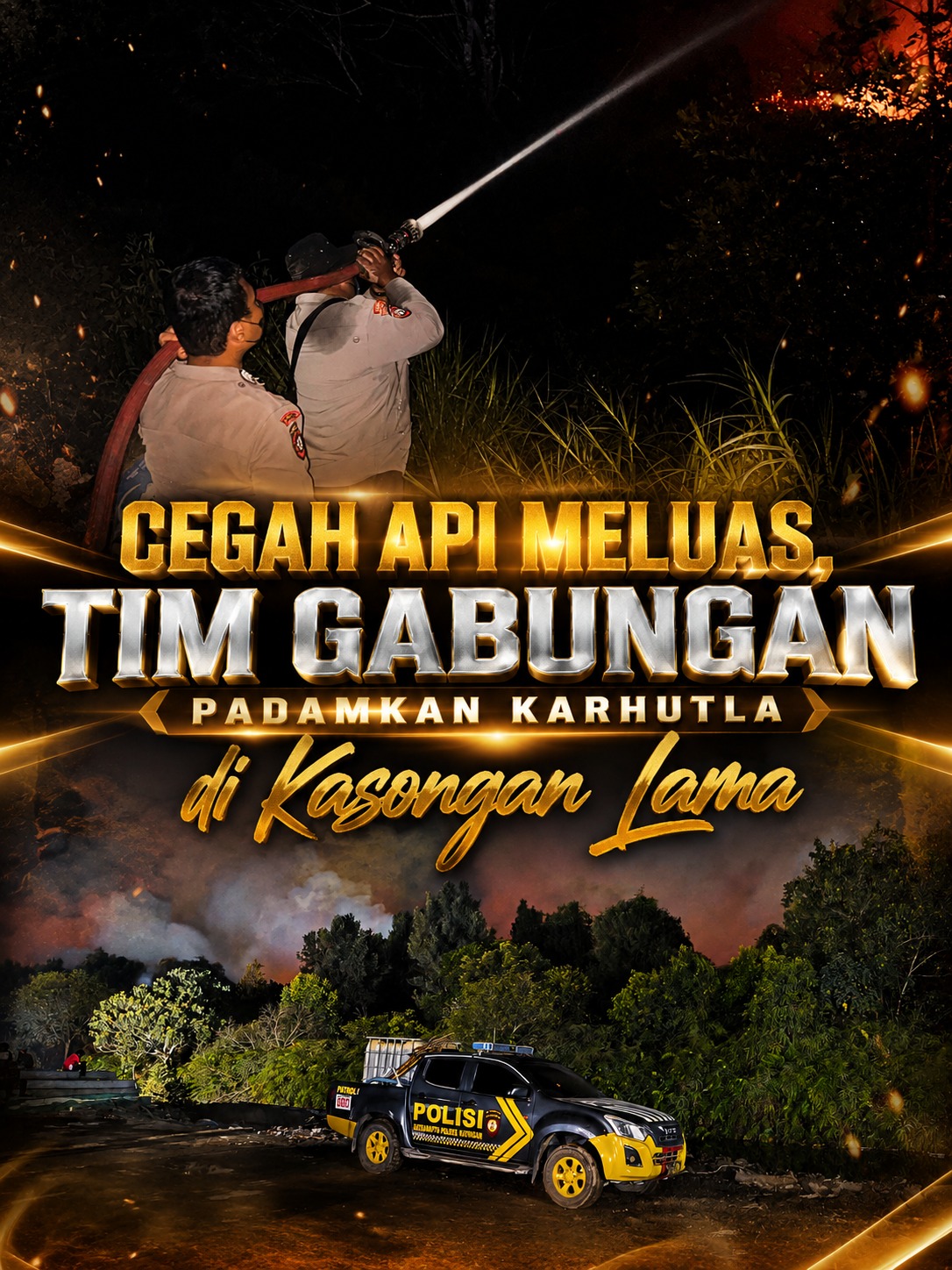 Cegah Api Meluas, Tim Gabungan Padamkan Karhutla di Kasongan Lama